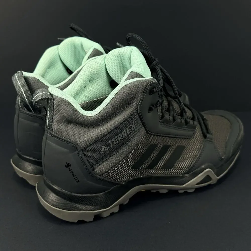 Adidas Terrex AX3 Mid GTX Women’s 8.5 Gray Mint Hiking Trail Boots Gore-Tex
